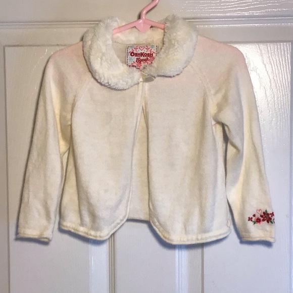 OshGosh B’gosh Girl’s Cream Colored Sweater with Faux Fur Size 24 months - Picture 1 of 9